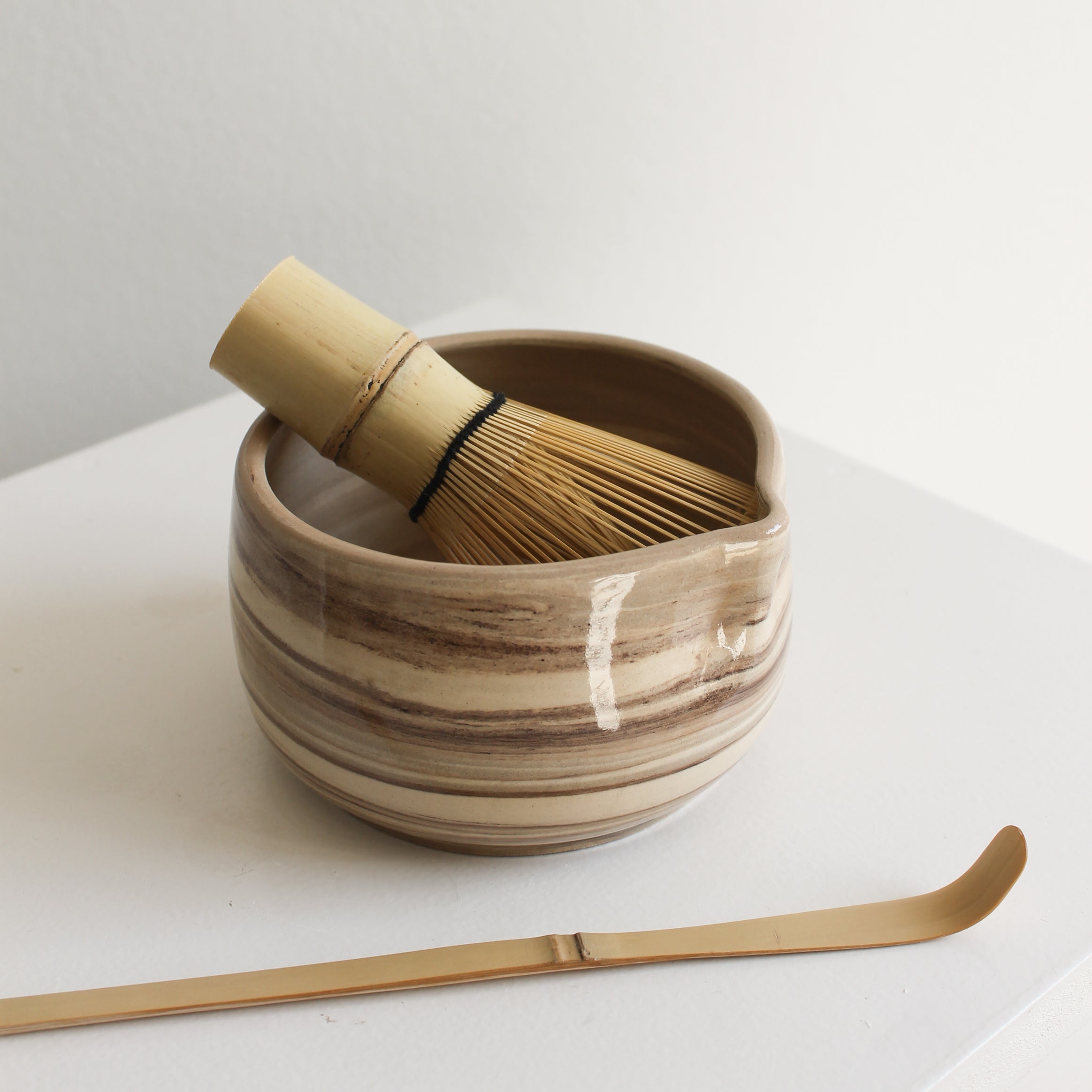 BEIGE MARBLE MATCHA BOWL