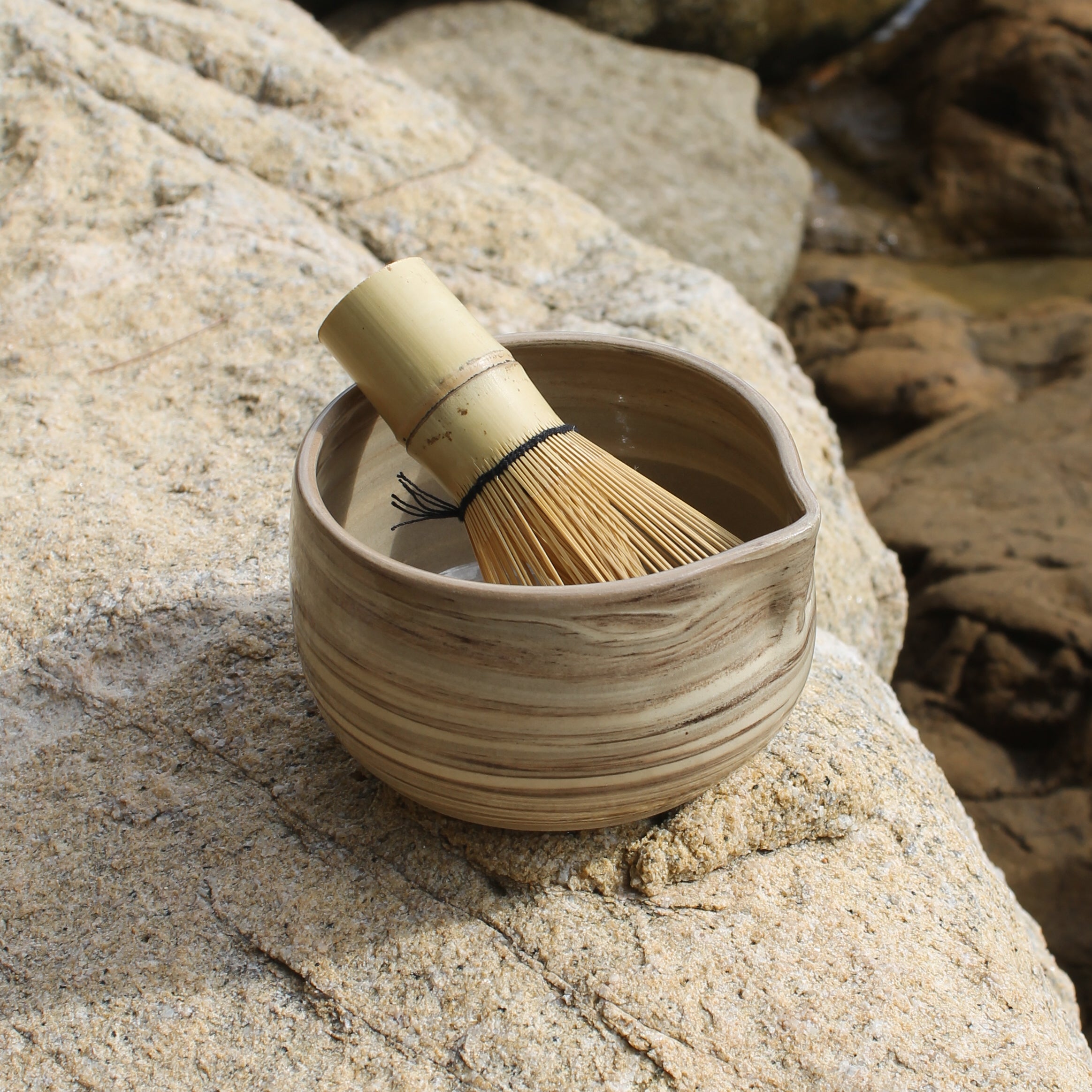 BEIGE MARBLE MATCHA BOWL GIFT SET